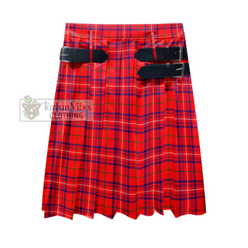 Rose Modern Tartan Men's Pleated Skirt - Fashion Casual Retro Scottish Kilt Style