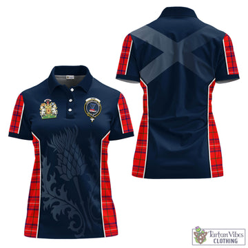 Rose Modern Tartan Women's Polo Shirt with Family Crest and Scottish Thistle Vibes Sport Style