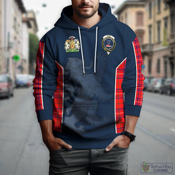 Rose Modern Tartan Hoodie with Family Crest and Lion Rampant Vibes Sport Style