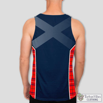 Rose Modern Tartan Men's Tanks Top with Family Crest and Scottish Thistle Vibes Sport Style