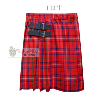 Rose Modern Tartan Men's Pleated Skirt - Fashion Casual Retro Scottish Kilt Style