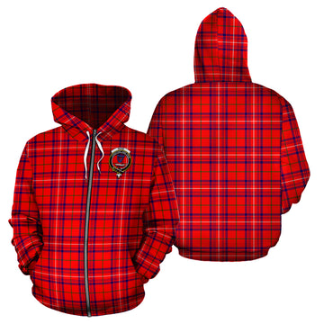 Rose Modern Tartan Hoodie with Family Crest