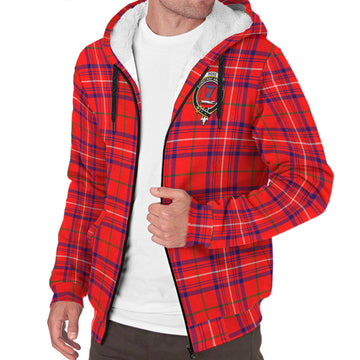 Rose Modern Tartan Sherpa Hoodie with Family Crest