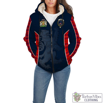 Rose Modern Tartan Sherpa Hoodie with Family Crest and Lion Rampant Vibes Sport Style