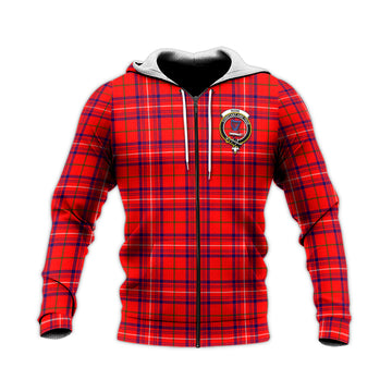 Rose Modern Tartan Knitted Hoodie with Family Crest