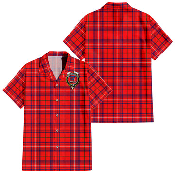 rose-modern-tartan-short-sleeve-button-down-shirt-with-family-crest