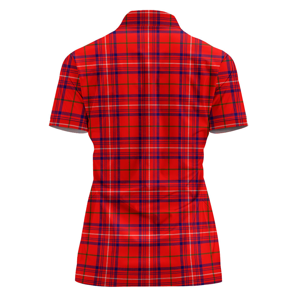 rose-modern-tartan-polo-shirt-with-family-crest-for-women