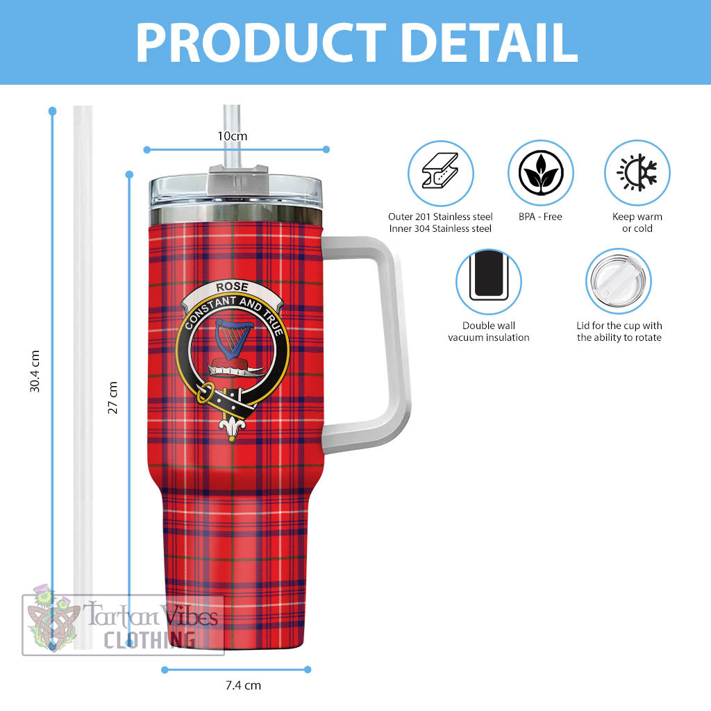 Tartan Vibes Clothing Rose Modern Tartan and Family Crest Tumbler with Handle