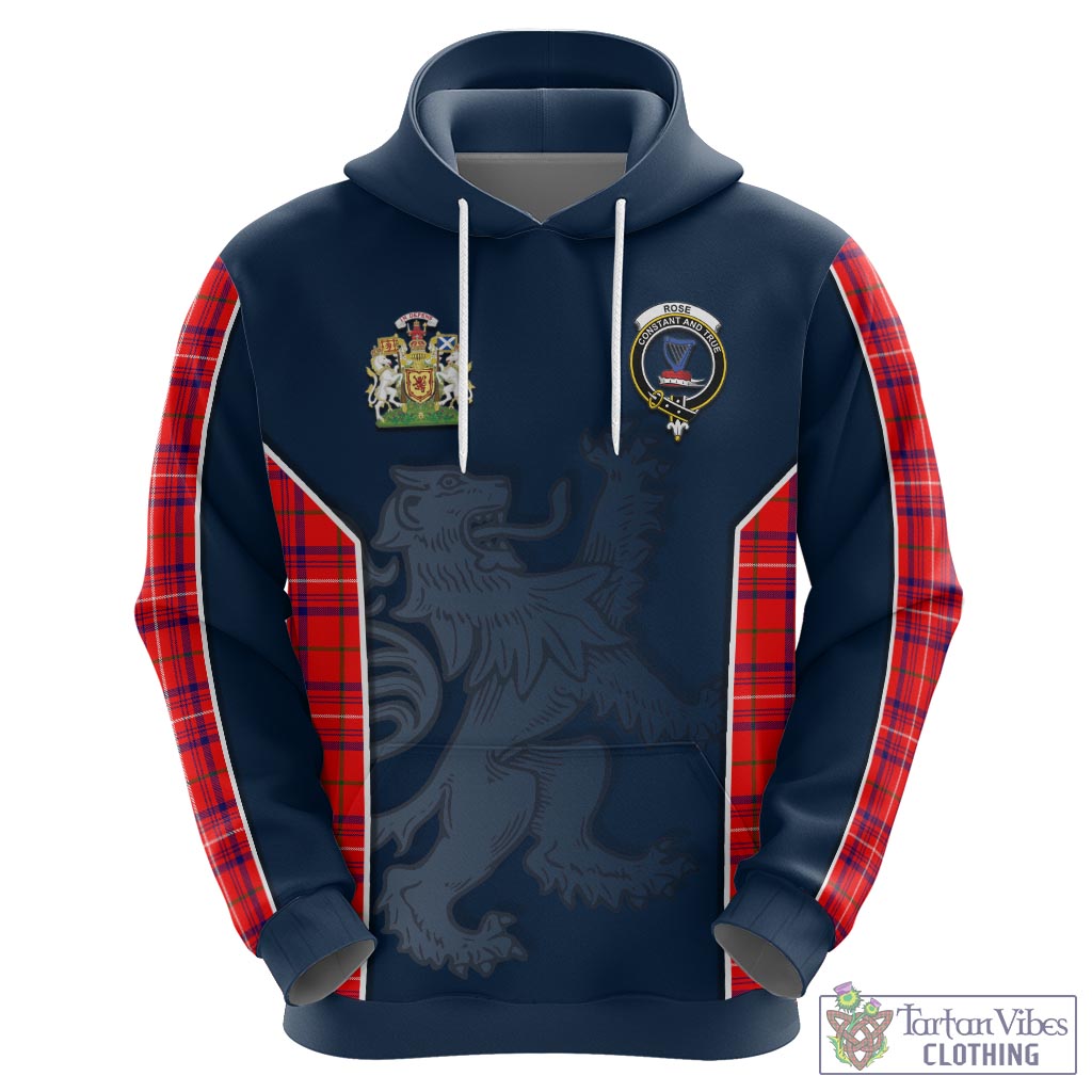 Tartan Vibes Clothing Rose Modern Tartan Hoodie with Family Crest and Lion Rampant Vibes Sport Style