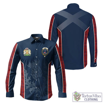 Rose of Kilravock Tartan Long Sleeve Button Up Shirt with Family Crest and Scottish Thistle Vibes Sport Style