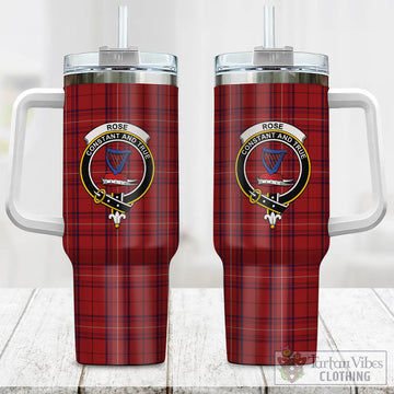 Rose of Kilravock Tartan and Family Crest Tumbler with Handle