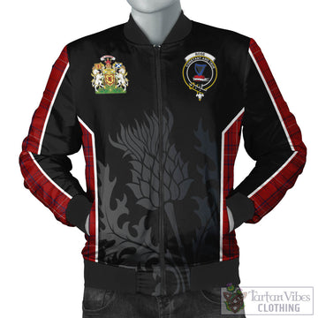 Rose of Kilravock Tartan Bomber Jacket with Family Crest and Scottish Thistle Vibes Sport Style