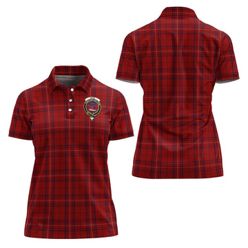 Rose of Kilravock Tartan Polo Shirt with Family Crest For Women