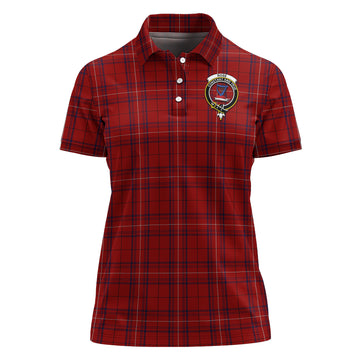 Rose of Kilravock Tartan Polo Shirt with Family Crest For Women