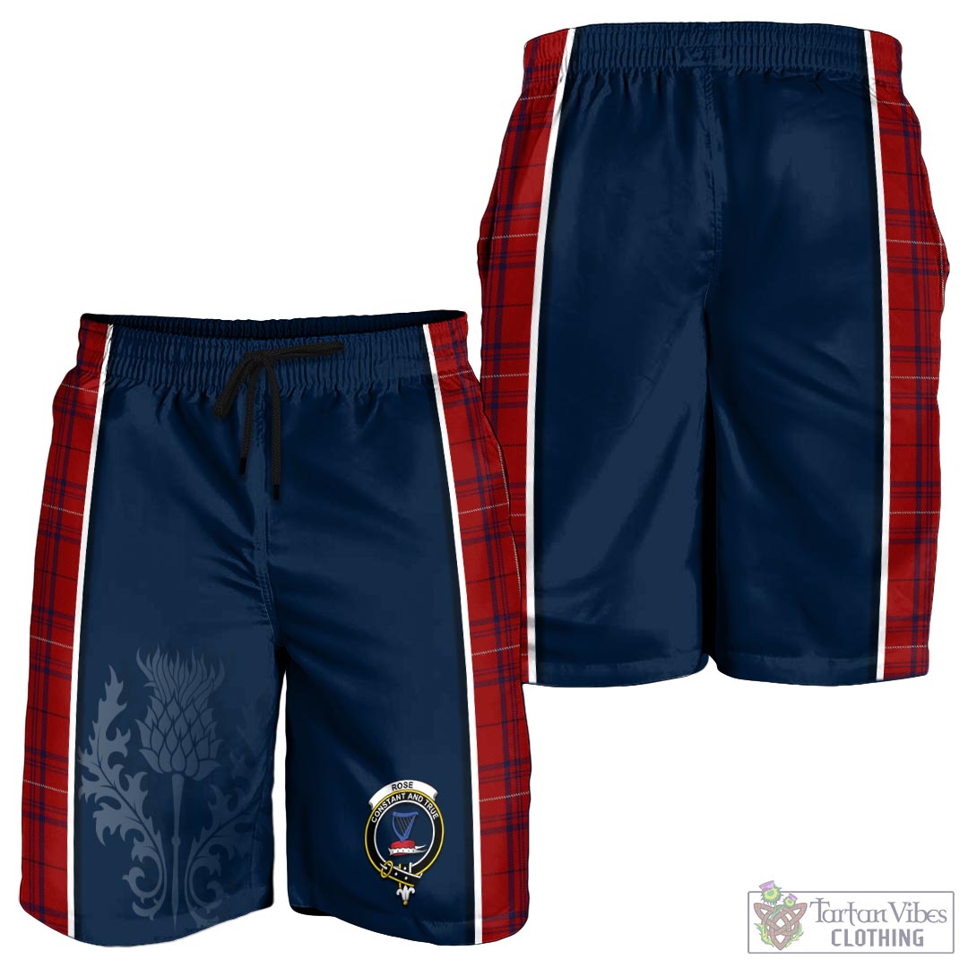 Tartan Vibes Clothing Rose of Kilravock Tartan Men's Shorts with Family Crest and Scottish Thistle Vibes Sport Style