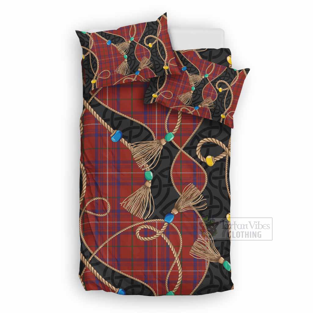Rose Scottish Tartan Twisted Ropes Stylized Bedding Set UK Bedding Set UK Double 79*79 inch - Tartan Vibes Clothing