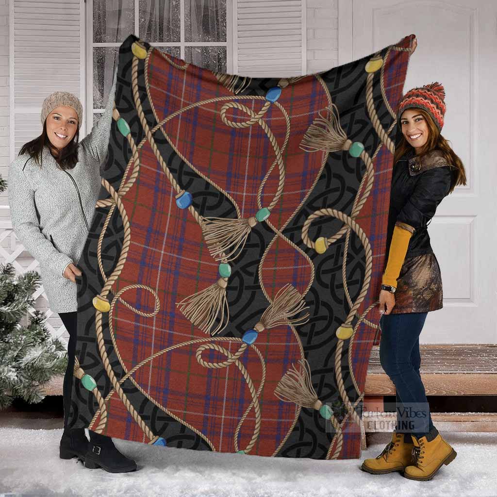 Rose Scottish Tartan Twisted Ropes Stylized Blanket - Tartan Vibes Clothing