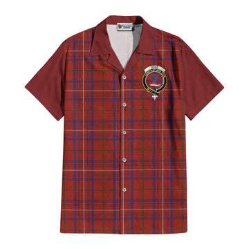 Rose Tartan Accent Cotton Hawaiian Shirt with Family Crest