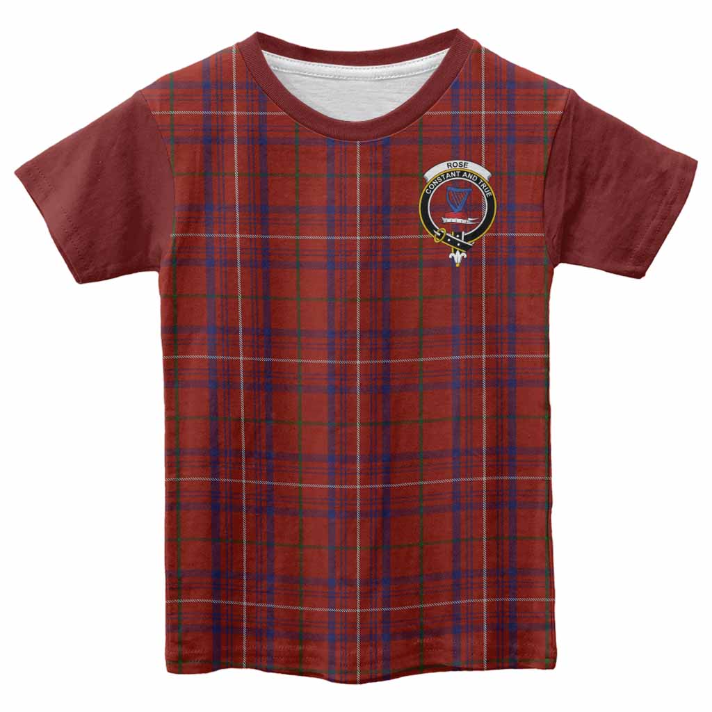 Rose Tartan Accent Kid T-shirt with Family Crest
