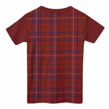 Rose Tartan Accent Kid T-shirt with Family Crest