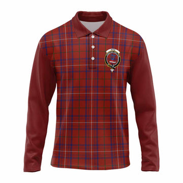 Rose Tartan Accent Long Sleeve Polo Shirt with Family Crest