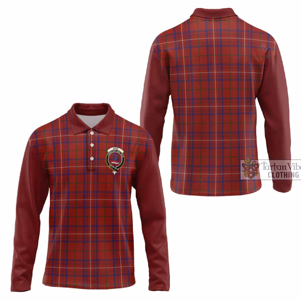 Rose Tartan Accent Long Sleeve Polo Shirt with Family Crest