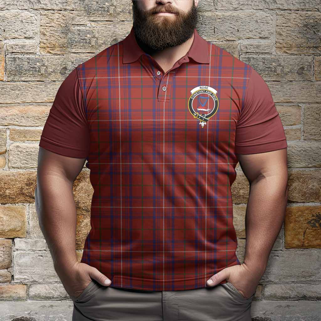 Rose Tartan Accent Polo Shirt with Family Crest