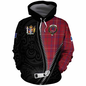 Rose Tartan Cotton Hoodie New Zealand Pattern Unique Zipper Stylized