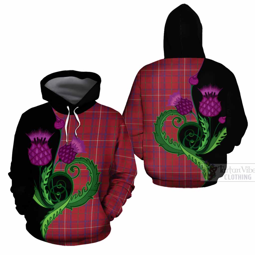 Rose Tartan Cotton Hoodie Traditional Scottish Thistle