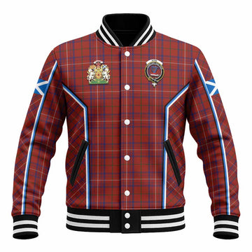 Rose Tartan Crest Baseball Jacket Scotland Coat of Arm Flag Style