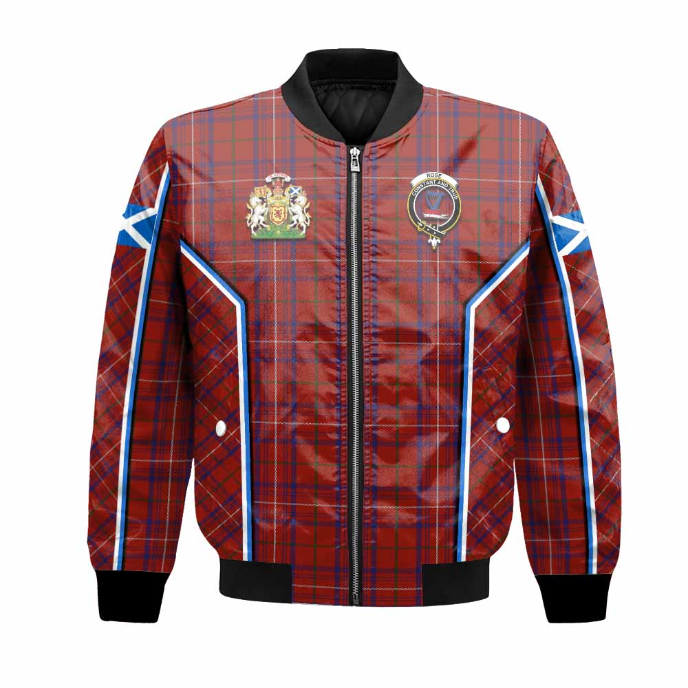 Rose Tartan Crest Bomber Jacket Scotland Coat of Arm Flag Style - Tartan Vibes Clothing