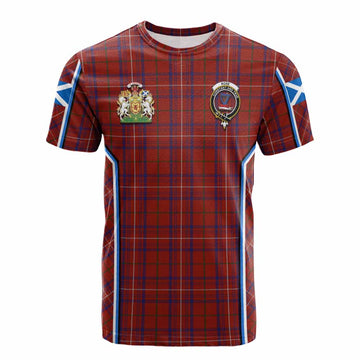 Rose Tartan Crest Cotton T-shirt Scotland Coat of Arm Flag Style - Tartan Vibes Clothing