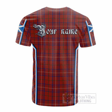 Rose Tartan Crest Cotton T-shirt Scotland Coat of Arm Flag Style - Tartan Vibes Clothing