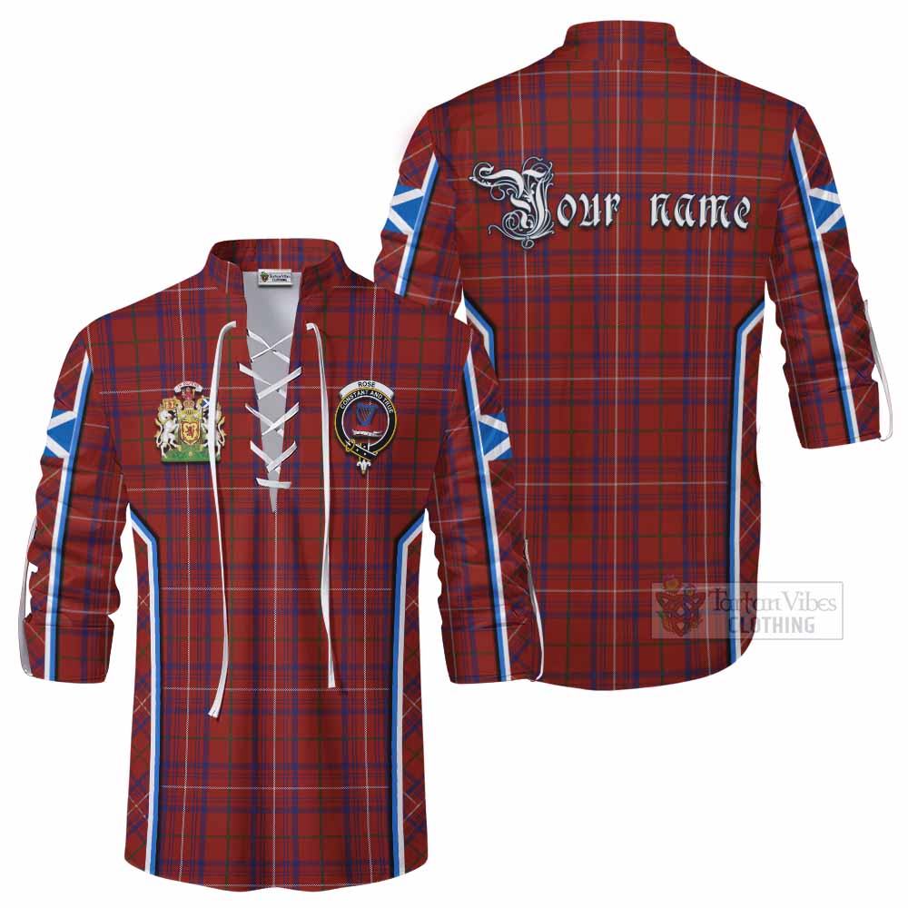 Rose Tartan Crest Ghillie Kilt Shirt Scotland Coat of Arm Flag Style - Tartan Vibes Clothing