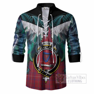 Rose Tartan Crest Ghillie Shirt New Zealand Maori Korowai Cloak
