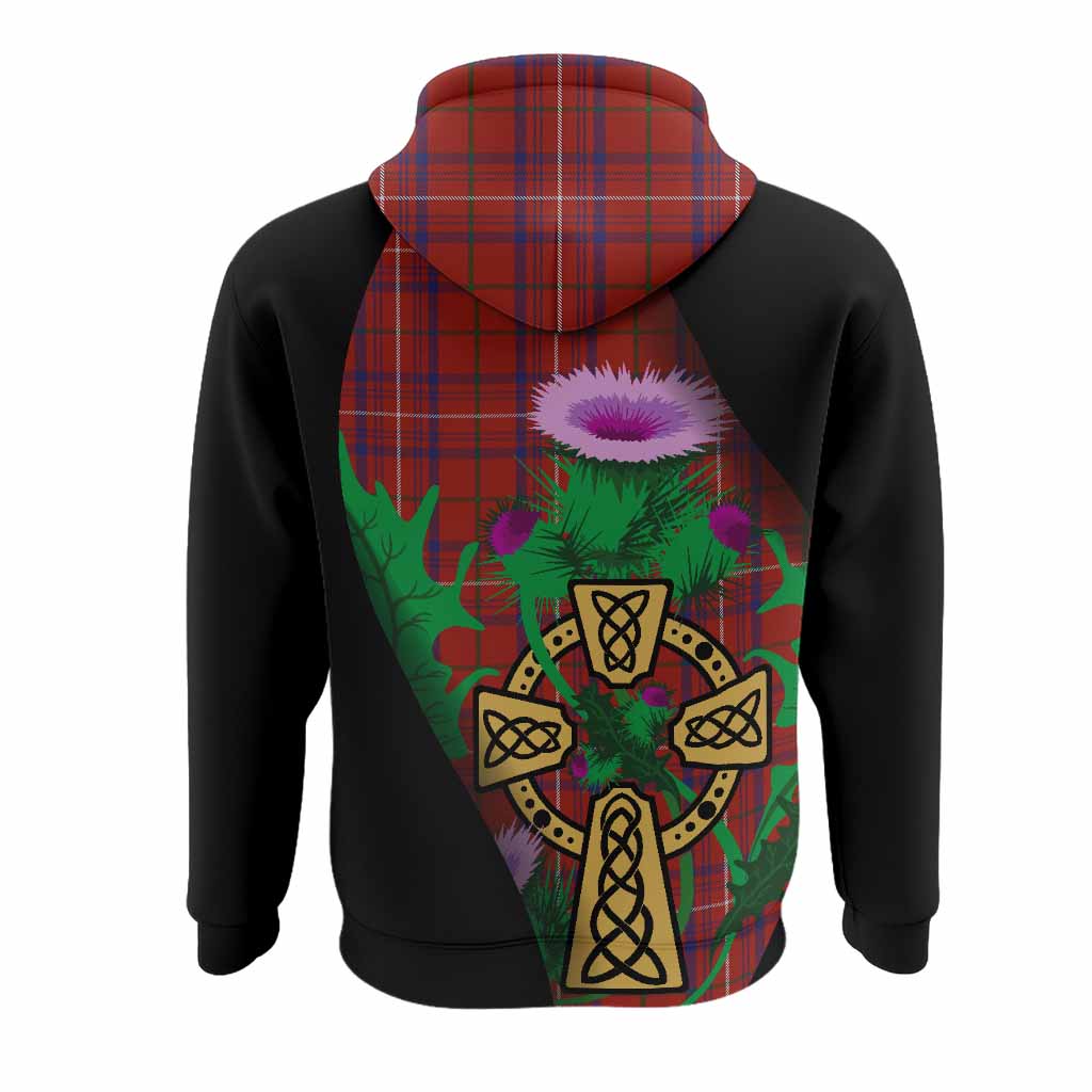 Rose Tartan Crest Hoodie Celtic Cross Thistle Flowers