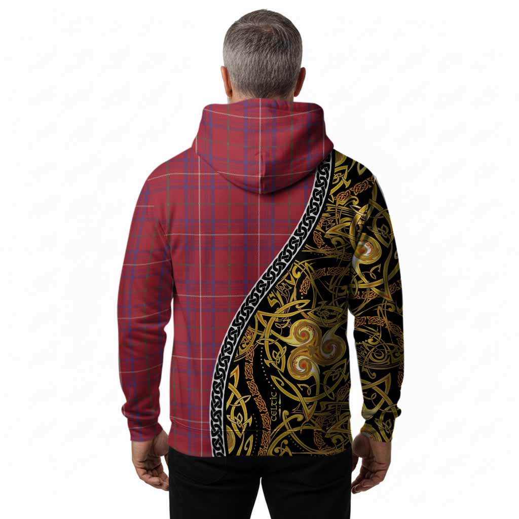Rose Tartan Crest Hoodie Celtic Knot and Triple Trickle Spiral Symbols