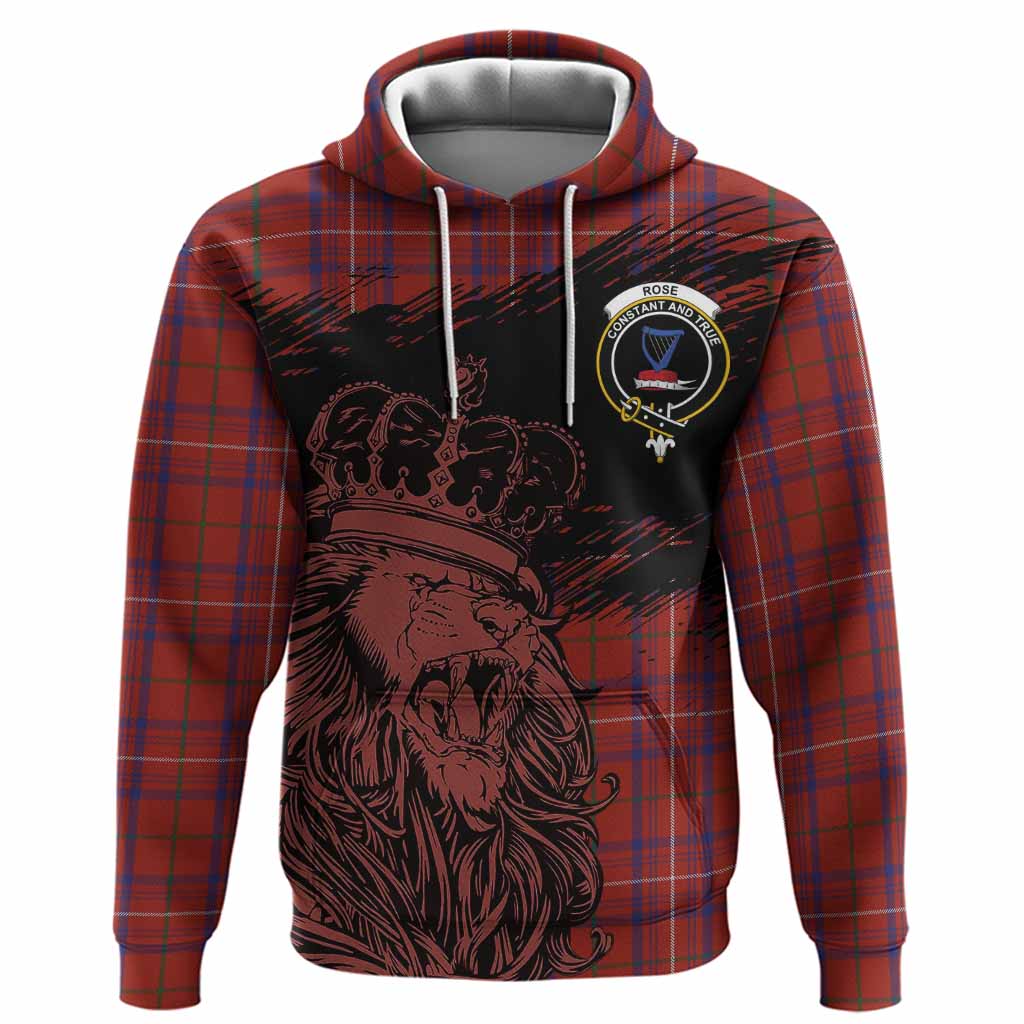 Rose Tartan Crest Hoodie Crowned Lion Heritage Style