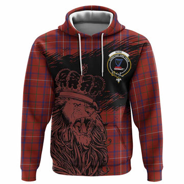 Rose Tartan Crest Hoodie Crowned Lion Heritage Style