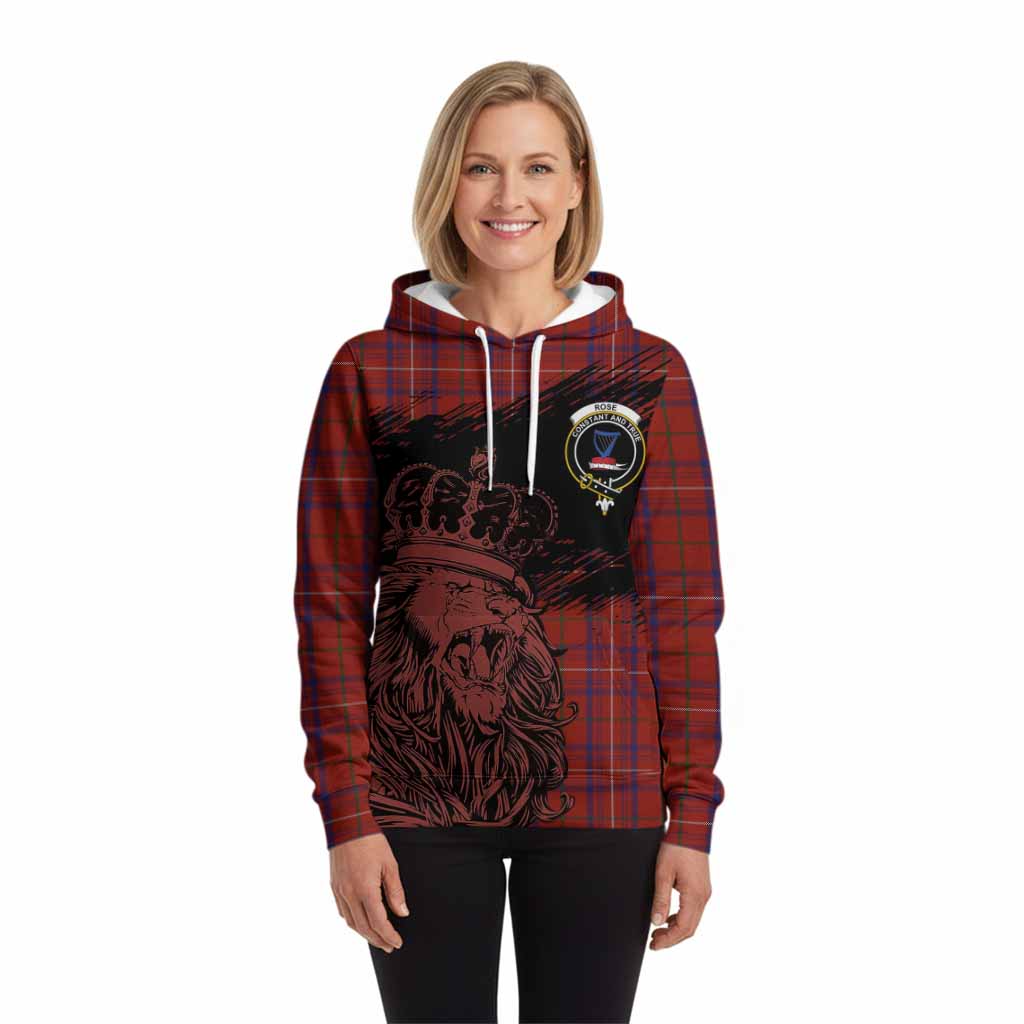 Rose Tartan Crest Hoodie Crowned Lion Heritage Style
