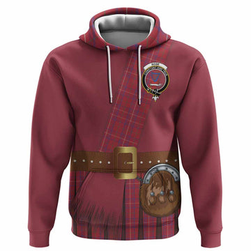 Rose Tartan Crest Hoodie Kilt Costume Style