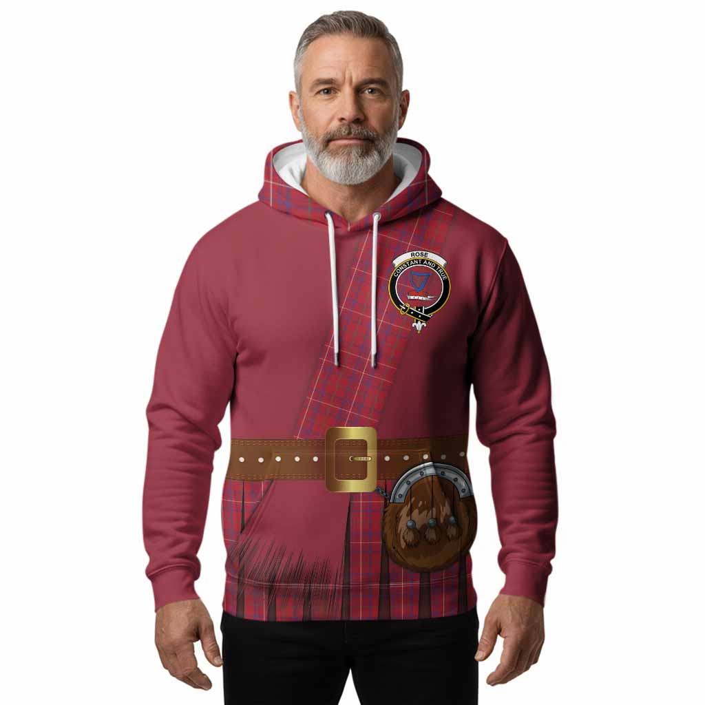 Rose Tartan Crest Hoodie Kilt Costume Style