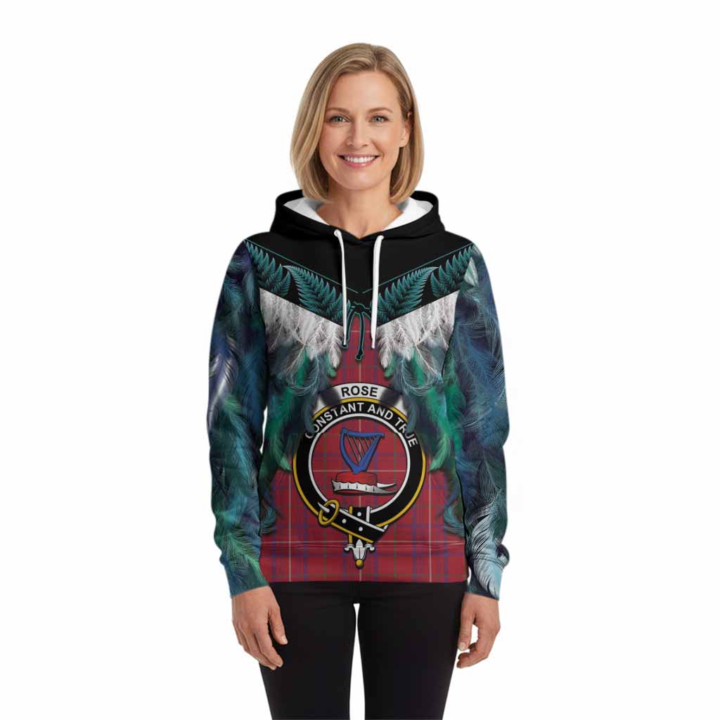 Rose Tartan Crest Hoodie New Zealand Maori Korowai Cloak