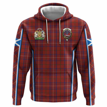 Rose Tartan Crest Hoodie Scotland Coat of Arm Flag Style