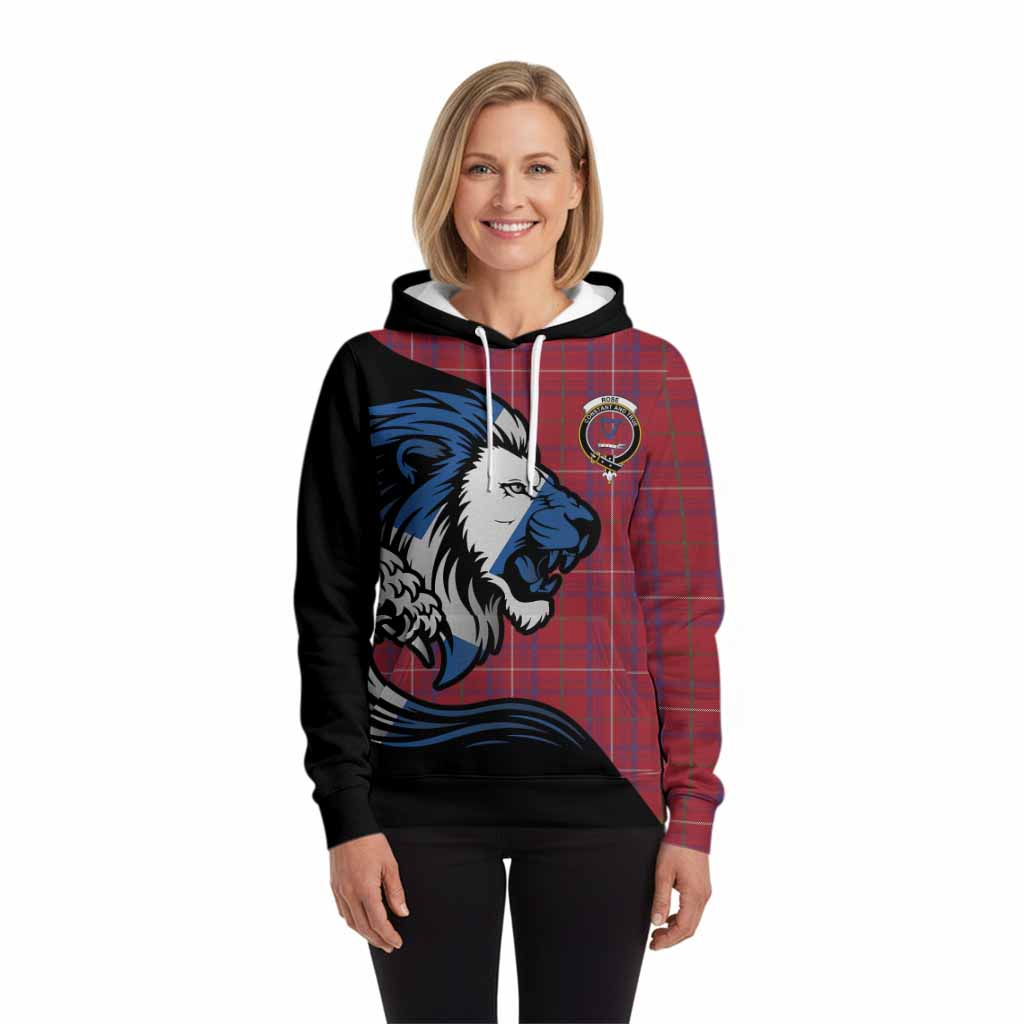 Rose Tartan Crest Hoodie Scottish Golden Lions Wave Flow