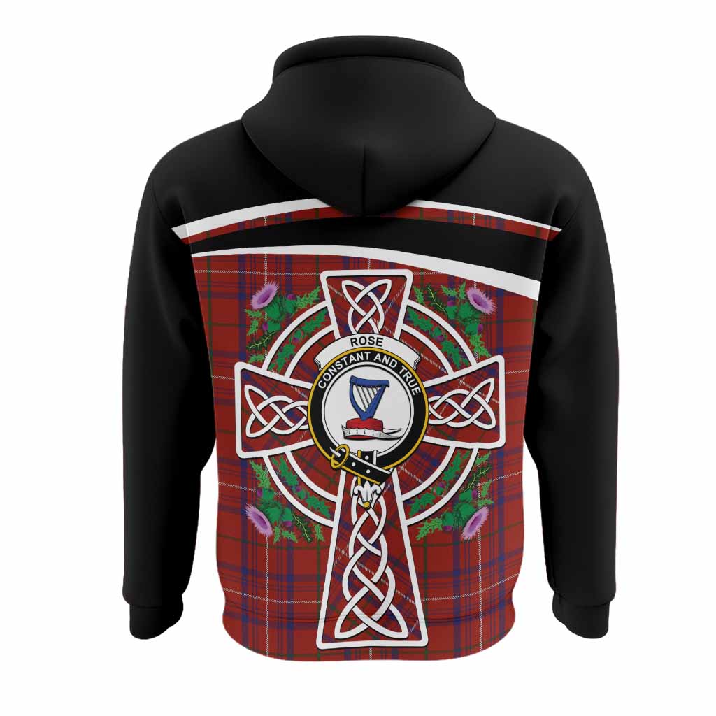 Rose Tartan Crest Hoodie Scottish Thistle Celtic Cross Alba Gu Brath