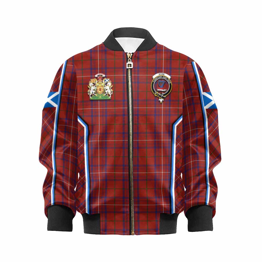 Rose Tartan Crest Kid Bomber Jacket Scotland Coat of Arm Flag Style - Tartan Vibes Clothing