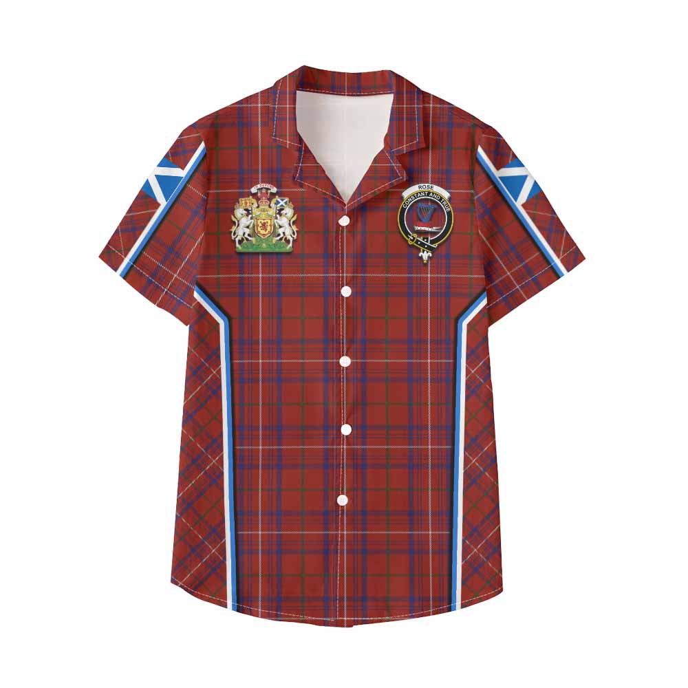 Rose Tartan Crest Kid Hawaiian Shirt Scotland Coat of Arm Flag Style - Tartan Vibes Clothing