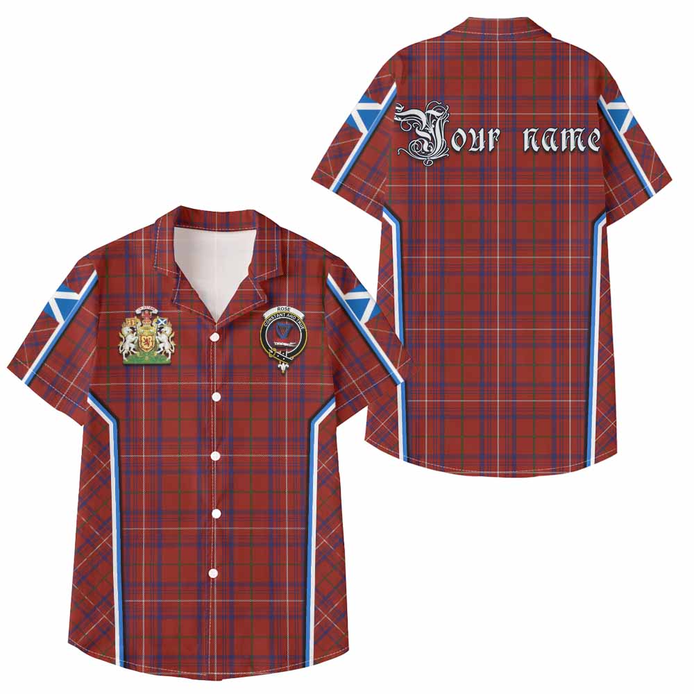 Rose Tartan Crest Kid Hawaiian Shirt Scotland Coat of Arm Flag Style - Tartan Vibes Clothing