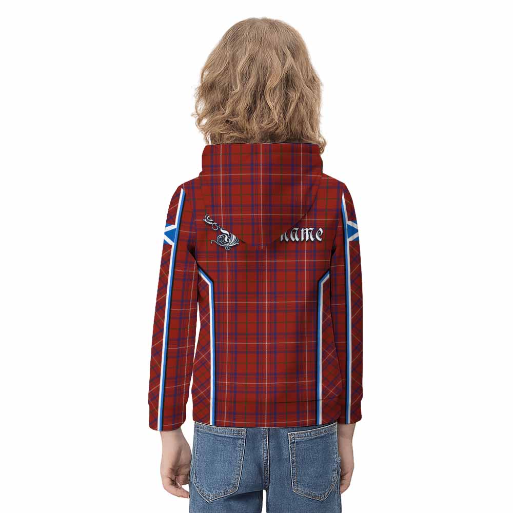 Rose Tartan Crest Kid Hoodie Scotland Coat of Arm Flag Style - Tartan Vibes Clothing